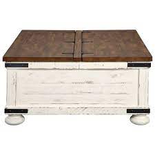 Made of decorative laminate, engineered wood and metal. Signature Design By Ashley Wystfield White Brown Coffee Table With Storage T459 20 Fitz S Furniture Gallery