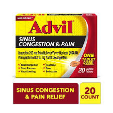 Advil Sinus Congestion Pain Relief Pain Fever Reducer 20 Ct