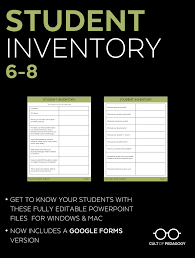 Student Inventory Grades 6 8 Student Inventory Getting To Know You Classroom Management Songs