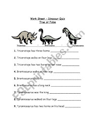 The first known fossil from the megalosaurus was discovered in 1676 in england but it wasn't given a scientific name until 1824 by william buckland. English Worksheets Dinosaur Quiz