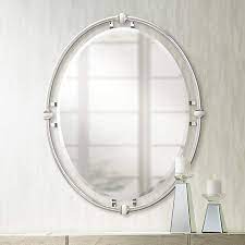 Our frameless oval mirror collection features quality craftsmanship, polished and beveled edges and an unmistakable elegance. Pocelona White Porcelain And Chrome 24 X 30 Wall Mirror 48788 Lamps Plus