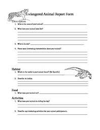 Endangered Animal Report Form For Elementary Students Animal Report Endangered Animals Endangered