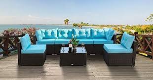 Amazon Com Urest Patio Furniture Sets 7 Pcs Rattan Furniture Chair Wicker Set Outdoo Patio Sofa Set Outdoor Patio Furniture Sets Outdoor Sectional Furniture