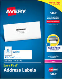 Great for fba labels sticks firmly on polybags but removes cleanly print with confidence; Avery Easy Peel Address Labels 1 1 3 X 4 1 400 Labels 5162 Avery Com