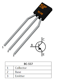 Collector, emitter, and base respectively. Bc557 Transistor Pinout See The Complete Site Diy Electronics Transistors Electronics Projects Diy
