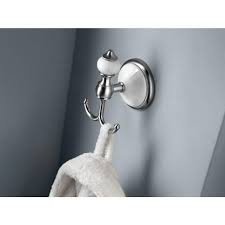 Delta Alexandria Double Towel Hook In Chrome And White 126643 The Home Depot Towel Hooks Chrome Polished Chrome