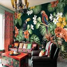 Tropical Rainforest Parrot Plants Wallpaper Mural Tropical Home Decor Plant Wallpaper Mural Wallpaper