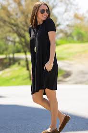 The Perfect Piko Short Sleeve Swing Dress Black Tshirt Dress Outfit Black Tshirt Dress Black Tshirt Dress Outfit