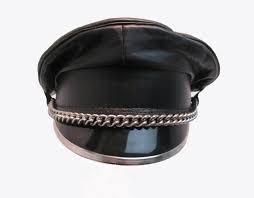 Vintage Mens Cruiser Motorcycle Cap With Chain L Xl Black Leather 1970s Biker Hat 95 00 Via Etsy Cruiser Motorcycle Black Leather Motorcycle