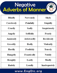 An adverb is a word that describes how, where, or with what frequency we do an action (or 'verb'). Adverbs Of Manner List Of 150 Words Download Pdf Engdic