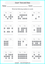 • count how many tens and ones • color tens and ones to show each number • fill in the blanks • complete the chart • count how many, then color the correct answer • count the tens and ones. Grade 1 Tens And Ones Place Value Math School Worksheets For Primary And Elementary Math Education