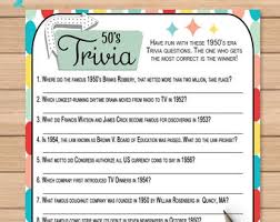 Come play our free 1950s trivia quizzes in the history category. 1950s Trivia Etsy