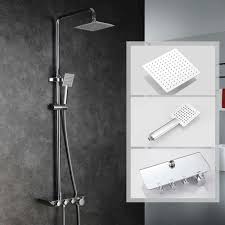 Duscharmaturen Messing Chrom Wasserhahn Vierkantrohr Einhand Regendusche Mit Schiebestange Wand Wassermischbatterie 883211l