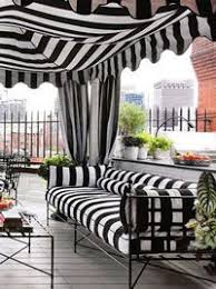 Black And White Striped Awning Fabric Signature Sunbrella Striped Awnings In Black And White Awning Works Inc White Decor Outdoor Rooms Decor