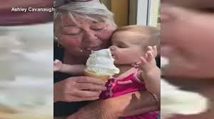 Baby Girl Can T Get Enough Of Her 1st Ice Cream Cone Video Abc News