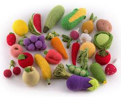 Pretend Play Food Set In A Bag 40 Pcs Crochet Fruit And Etsy Crochet Fruit Crochet Food Waldorf Toys