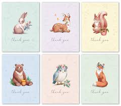 Woodland Animal Thank You Cards Bulk Box Set Of 48 Blank Cards With Envelopes Baby Shower Note Cards Wedding Thank You Cards Or Bridal Shower Thank You Card Buy Online In