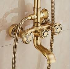 Retro antike messing ein griff küche wasserhahn wand montiert wäsche bad mopp wasserhahn garten waschmaschine wasserhahn aav313. Bad Dusche Armaturen Messing Antik Messing Wand Regendusche Mischbatterien Retro Stil Dual Griff Badezimmer Dusche Wasserhahn 37 Off