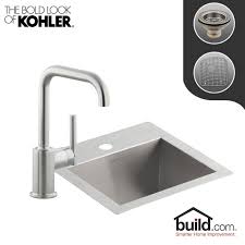 Riesenauswahl an produkten für zuhause. Kohler K 3840 1 K 7509 Vs Vibrant Stainless Faucet Vault Kitchen Kit With 15 Stainless Steel Single Basin Kitchen Sink And Pullout Spray Kitchen Faucet Includes Basket Strainer And Basin Rack Faucetdirect Com
