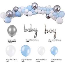 Baby Blue Balloon Garland Arch Kit Baby Shower Decorations For Boy 16 Arch Set 90 Metallic Silver White And Blue Balloons Silver Baby Boy Foil Letters Balloon Arch Tool Kit Boy Baby Shower