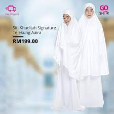 It comes with free pouch bag, inner head scarf and cosmetics bag! Go Shop Malaysia On Twitter Siti Khadijah Signature Telekung Aaira The Most Sought After Prayer Outfit Rm 199 Only And You Will Get 1 Tote Bag Pouch Bag For Free Shop