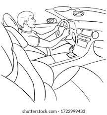 Monochrome Vector Illustration Man Sitting Driving Stock Vector (Royalty  Free) 1722999433 | Shutterstock