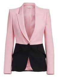 Black And Pink Suit Women Alexander Mcqueen Jackets Bi Color One Button Jacket Fashion Clothes Women Fashion Jacket Buttons