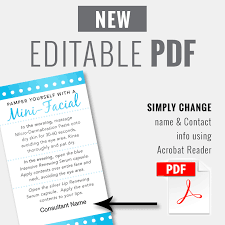 Custom rodan and fields business cards. Editable Pdf Mini Facial Card Blue Pearl Instant Download Itw Visions