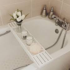 I measured the width of my tub, and headed to the hardware store to pick up a 1×10 poplar board. White Pine Bath Rack From Dunelm Dunelmuk Photo By Misslloyd1990 On Instagram Bath Rack Bath Shelf Bath Tub Tray