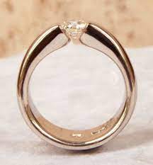 1 2 Carat Canadian Diamond Tension Set In Hand Forged Hand Made In Canada From Recycled 10 Iridium Platinum Engagement Ring Ring Designs Beautiful Diamond Rings Diamond