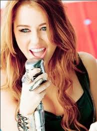 Miley with her long dark hair