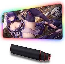 Amazon.com: Gaming Mouse Pads Raiden Shogun Large RGB Sexy Girls Mouse Mat  Led Gaming Accessories Pc Keyboard Desk Pad Gaming Mat with Stitched Edge  (B) 40X90Cm/Xl : Video Games