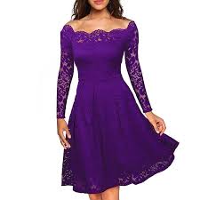 Uk Women Floral Lace Long Sleeve Cocktail Prom Gown Party Evening Skater Dress Ebay Lace Dress Vintage Lace Party Dresses Long Sleeve Lace Dress