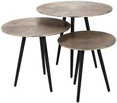 【set of 3 tables with storage】: Villisca Champagne Gold And Black Side Table Set Of 3 Cfs Furniture Uk