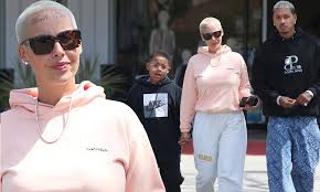 Welcome to the amber rose. Amber Rose Holds Hands With Son Sebastian 8 On Lunch Outing With Boyfriend Ae Edwards In La Daily Mail Online