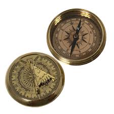 Adjust the angle for declination. 3 Solid Polished Brass Pocket Sundial Compass Antique Reproduction With Lid Schooner Bay Company