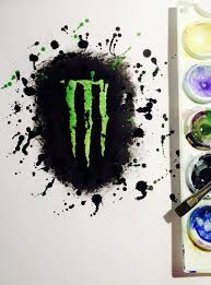 Monster Energy Watercolor Splash Art Drew It For My Boyfriend Mini Canvas Art Watercolor Splash Monster