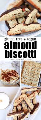 Gluten free amaretto biscotti a lightly toasted sweet treat made with almond flour, amaretto liquor then dipped in dark chocolate. Gluten Free Vegan Almond Biscotti Recipe