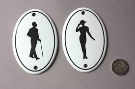 1 Wc Toilette Schild Emaille Antik Stil Mann Oder Frau Turschild Damen Herren Oval Klassisches Klo Schild Toilettenschild Email Home Decor Tableware Decor