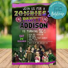 This guy knows how to throw a party! Editable Disney Zombies 2 Birthday Invitation Instant Download Bobotemp