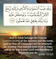 Qur An Surah Hud 11 123 And To Allah Belongs The Ghaib Unseen Of The Heavens And The Earth And To Him Return All Affairs Quran Verses Islam Facts Quran