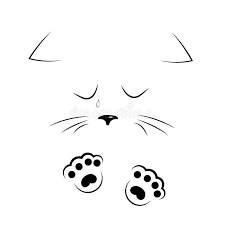 Dirigez Le Visage Triste Noir Et Blanc De Chat De Dessin D Ensemble Avec Des Pattes Illustration De Vecteur Illustration Du Chat Pattes 103050941