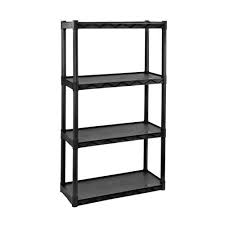 Economy plastic shelving provide low profile storage shelving for narrow spaces. Plano 34 1 4 W X 56 1 4 H X 14 1 4 D 4 Shelf Plastic Freestanding Shelving Unit At Menards