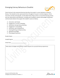 Sign, fax and printable from pc, ipad, tablet or mobile with pdffiller ✓ instantly. Emerging Literacy Behaviours Checklist