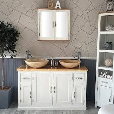 Choose from our many available finishes like unique wood tones or classic white, to mesh with other bathroom decor and fixtures. Double Door Oak Vanity Unit With Stunning Golden Onyx Top Basins