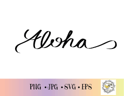 Handwritten Aloha Word Art, Hawaiian SVG Clipart (Digital Download)