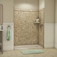 Flexstone Royale 36 In X 60 In X 80 In 11 Piece Easy Up Adhesive Alcove Bathtub Shower Wall Surround In Petrafini Ssk60367831pf The Home Depot In 2020 Shower Surround Shower Walls Surrounds Shower Wall