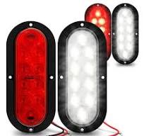 tek NT74154 6 in. True Mods Oval Surface-Mount IP67 LED Trailer Stop Brake  Turn Reverse Back Up Tail Light Kit for RV & Truck - Red & White