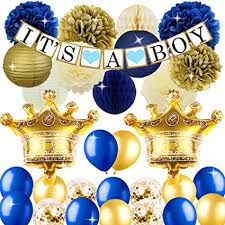 Either way, you'll want to ensure your decorations and dress code match. Amazon Com Royal Prince Baby Shower Decorations With Crown Mylar Balloons It S A Boy Banner For Royal Blue Baby Shower 1st Birthday Decorations Supplies Toys Games