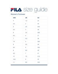 Fila Size Guide Womens Footwear Fila Indonesia